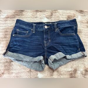 Express Denim Shorts Dark Wash Cuffed Hem Size 6